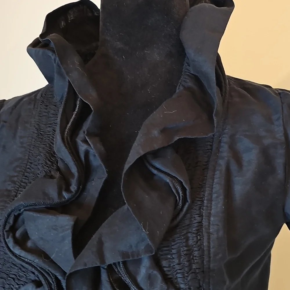 BCBGMAXAZRIA Ruffled Cotton Short-sleeve Ruffled Bolero Cropped Jacket - Picture 4 of 10